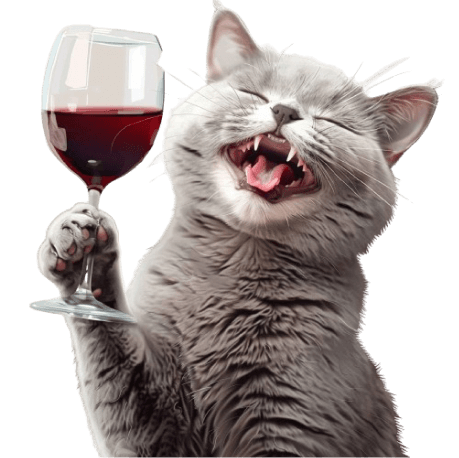 cat drinking wine